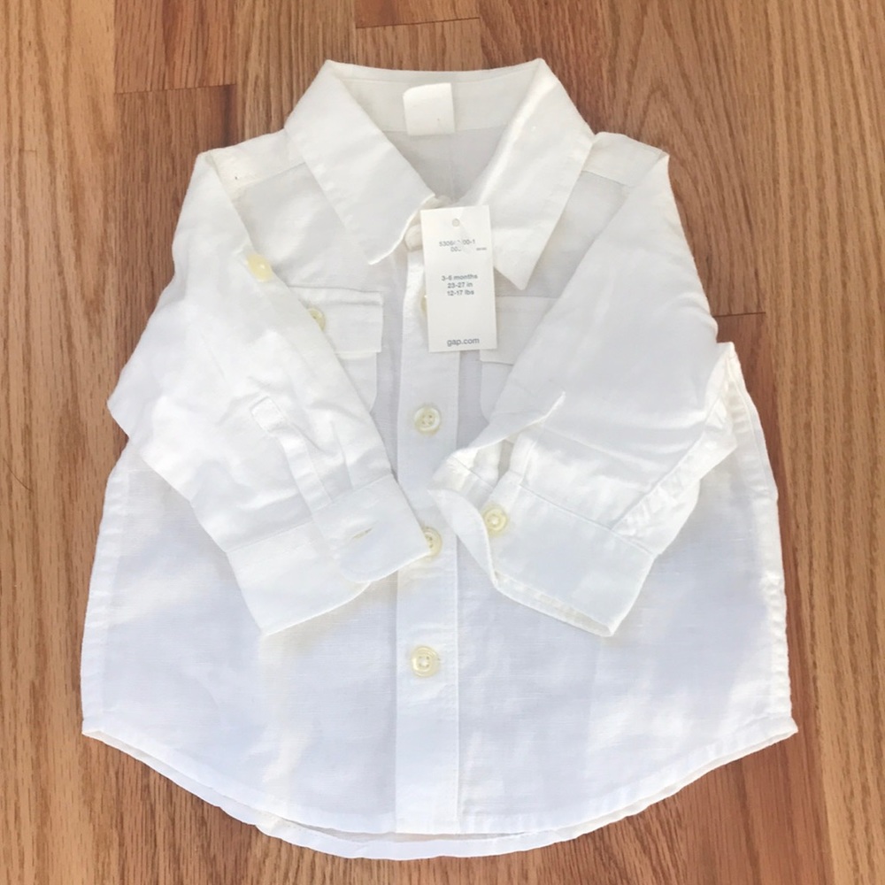 Brand new baby white button down shirt
